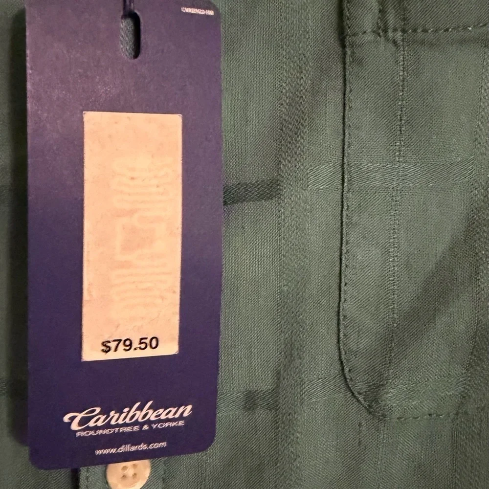 Roundtree & Yorke Caribbean Teal Shirt Size-L - Picture 3 of 7